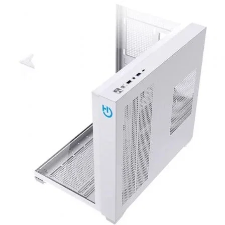 Hiditec SKY Caja Torre Gaming ATX Blanca con Triple Panel de Cristal Templado, Refrigeración para 7 Ventiladores, 2 Slots PCIe Verticales, USB Tipo-C - CHA010057